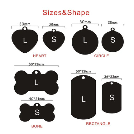 Free Engraving Pet ID Tag Stainless Steel Dog Cat Name Tags Collar