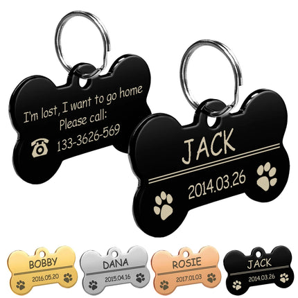 Personalized Dog Tags Engraved Cat Puppy Pet ID Name Collar Tag