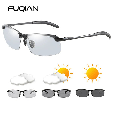 Fashion Half Frame Photochromic Sunglasses Men Women Classic Chamelon