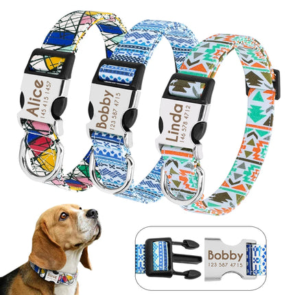 Personalized Nylon Dog Collar Customized Pet Collar Engraved ID Tag