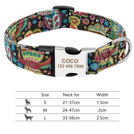 Customized Printed Pet Collar Nylon Dog Collar Personalized Free