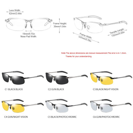 Fashion Half Frame Photochromic Sunglasses Men Women Classic Chamelon