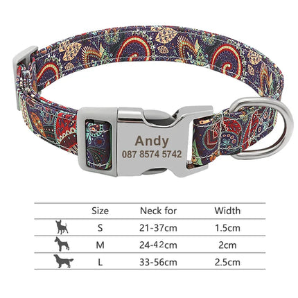 Customized Printed Pet Collar Nylon Dog Collar Personalized Free