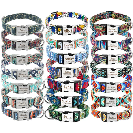 Personalized Nylon Dog Collar Customized Pet Collar Engraved ID Tag