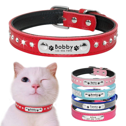 Leather Cat Collar Personalized Cat Collar For Puppy Small Dogs Pet