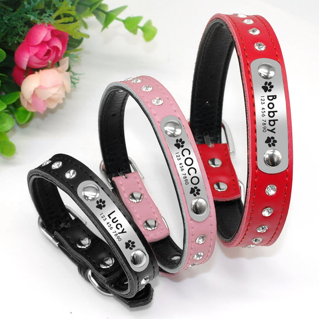 Leather Cat Collar Personalized Cat Collar For Puppy Small Dogs Pet