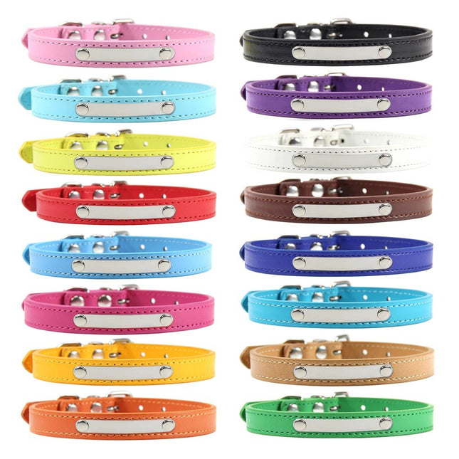 Pu Leather Cat Collar Personalized Kitten Collar Id Name Engraving Pet