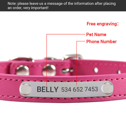 Pu Leather Cat Collar Personalized Kitten Collar Id Name Engraving Pet