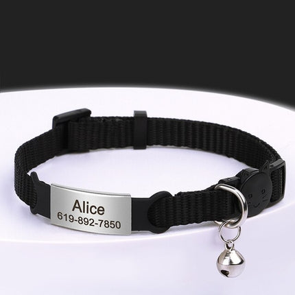 Personalized 1cm Width Cat Collar with Bell Safe Breakaway Cats