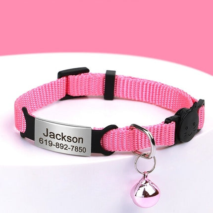 Personalized 1cm Width Cat Collar with Bell Safe Breakaway Cats