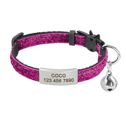 Personalized 1cm Width Cat Collar with Bell Safe Breakaway Cats