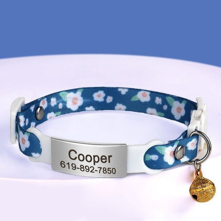 Personalized 1cm Width Cat Collar with Bell Safe Breakaway Cats