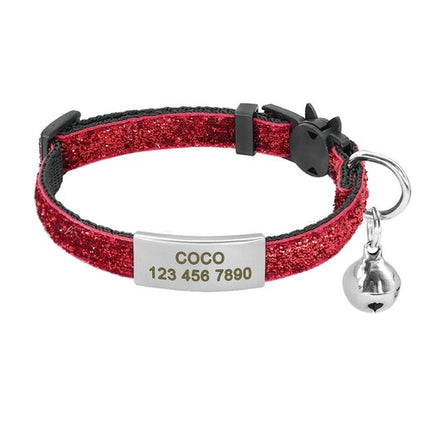 Personalized 1cm Width Cat Collar with Bell Safe Breakaway Cats
