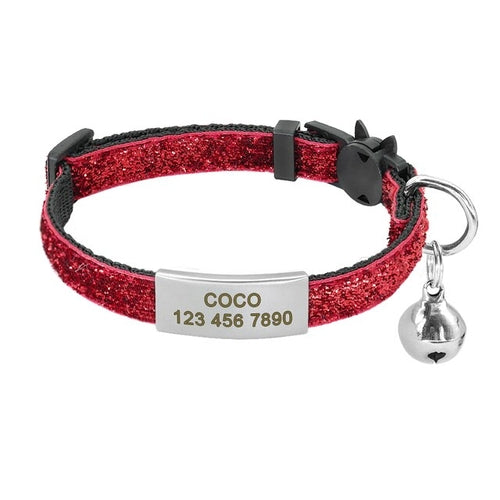 Personalized 1cm Width Cat Collar with Bell Safe Breakaway Cats