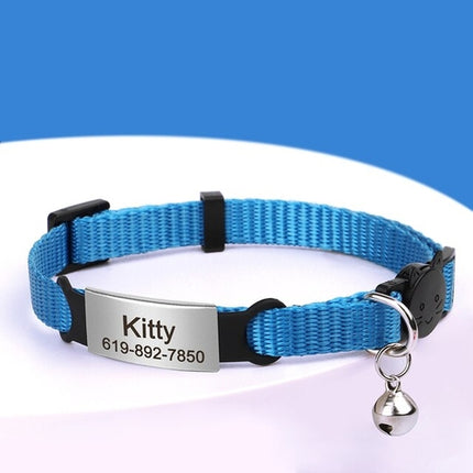 Personalized 1cm Width Cat Collar with Bell Safe Breakaway Cats