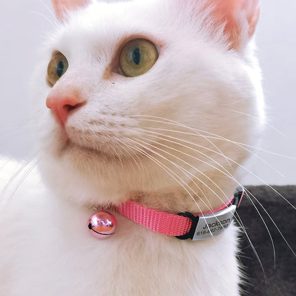 Personalized 1cm Width Cat Collar with Bell Safe Breakaway Cats