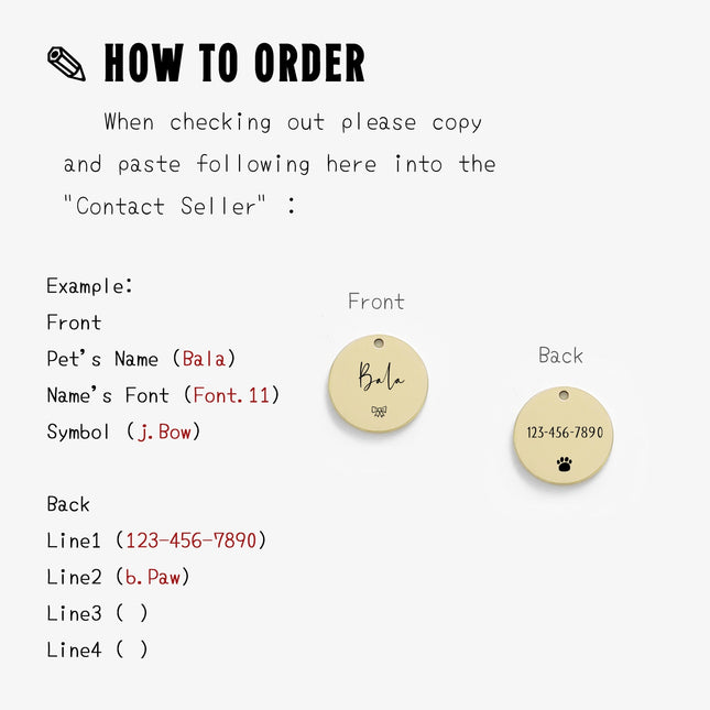 Personalized Cat Dog ID Tag MW007 Name with Cute Symbols Engraved