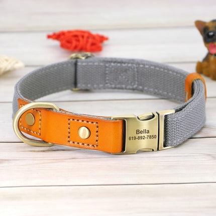 Personalized Nylon Dog Collar Durable Real Leather Customized Id