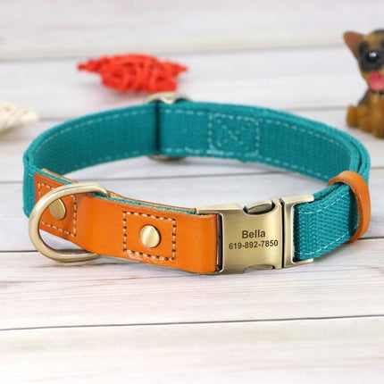 Personalized Nylon Dog Collar Durable Real Leather Customized Id