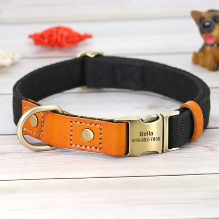 Personalized Nylon Dog Collar Durable Real Leather Customized Id