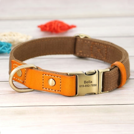 Personalized Nylon Dog Collar Durable Real Leather Customized Id
