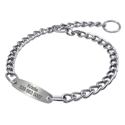 Personalized Pet Dog Chain Choke Collar Pets Training Engraved ID Slip