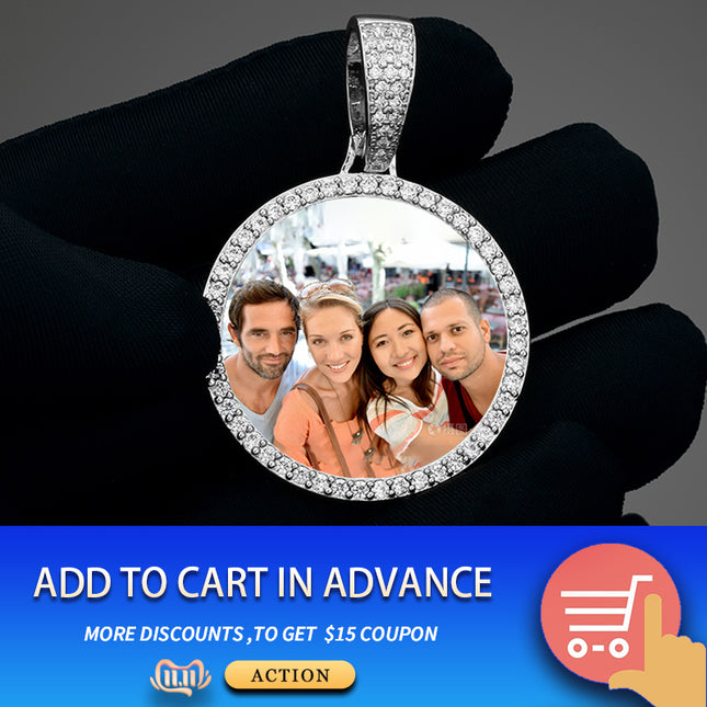Round Medallions Custom Photo Pendant Necklace Men Hip Hop Jewelry