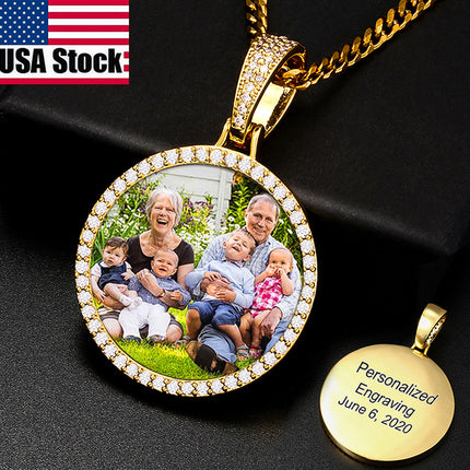 Round Medallions Custom Photo Pendant Necklace Men Hip Hop Jewelry