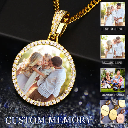 Round Medallions Custom Photo Pendant Necklace Men Hip Hop Jewelry