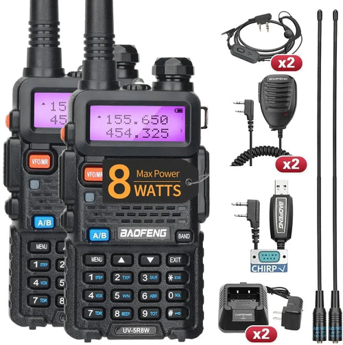 1/2X Baofeng UV-5R 8W Tri-Power Walkie Talkie High Power Dual Band