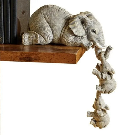 3 Pcs/set Cute Elephant Hug Baby Doll Resin Handicraft Decoration Home