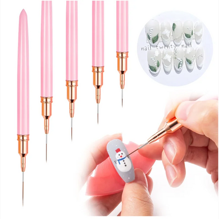 5pcs Nail Art Liner Brush Set UV Gel Nail Brushes Kits French Stripe
