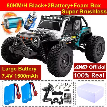 Super Brushless 80KM or 50KM/H 4WD RC Car With LED Remote Control Cars