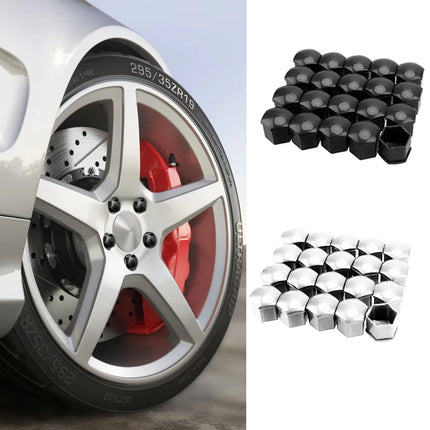 Car Wheel Nut Caps Auto Hub Screw Cover Black Silvery 17mm Bolt Rims