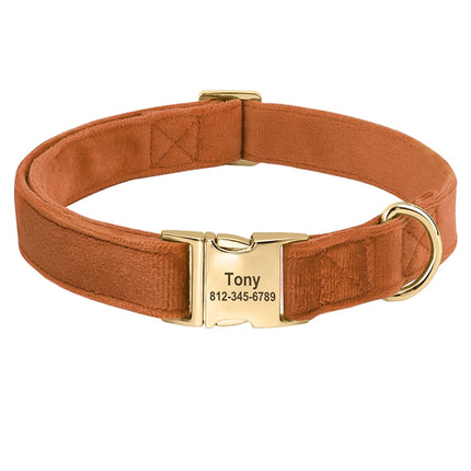 Personalized Velvet Dog Collar Super Soft Dogs ID Buckle Collars