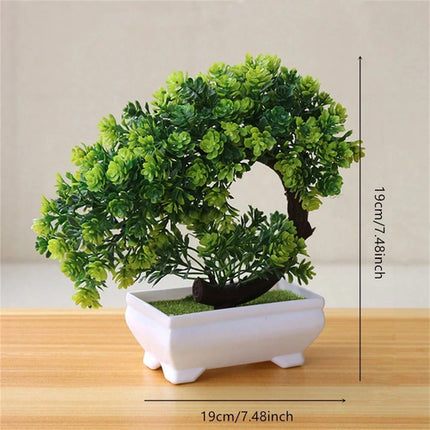 4Pcs Artificial Bonsai Tree, Fake Potted Plants, Small Plastic Green