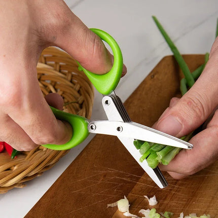 Muti-Layers Kitchen Scissors Stainless Steel Vegetable Cutter Scallion