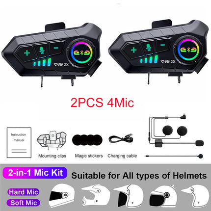 Kebidumei YP10 Bluetooth Motorcycle Helmet Intercom 300M Wireless