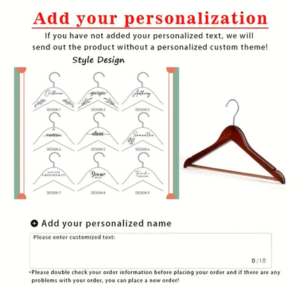 1pc Custom Engraved Name Wooden Clothes Hanger Personalized Name