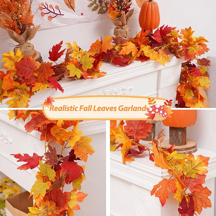 200CM Autumn Artificial Maple Leaf Wreath Fake Leaf Plant Vine Home
