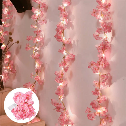 2M 20LEDs Cherry Blossom String Light Garland Artificial Flower Vines