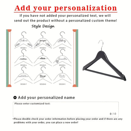 1pc Custom Engraved Name Wooden Clothes Hanger Personalized Name