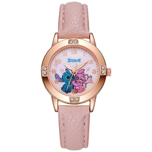 Disney Children's Watches Cute Cartoon Stitch Imitation Diamond Belt