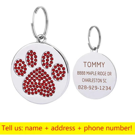 Stainless Steel Engraved Pet Name Collar Pendant ID Tags Personalized