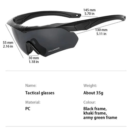 Military Tactical Goggles CS Airsoft Windproof Shooting Glasses HD 3