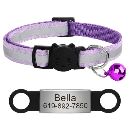 Customized Cat Collar Reflective Cat Collar Free Engraved Puppy Kitten