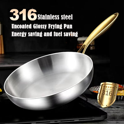 316 Stainless Steel Frying Pan Wok Pan Nonstick Cooking Fried Steak