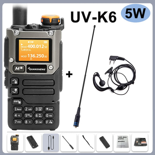Quansheng UV-K6 Walkie Talkie 5W Air Band Radio Type C Charge UHF VHF