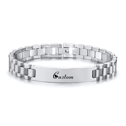 Personalized Engrave ID Bracelet for Men Wristband Stainless Steel