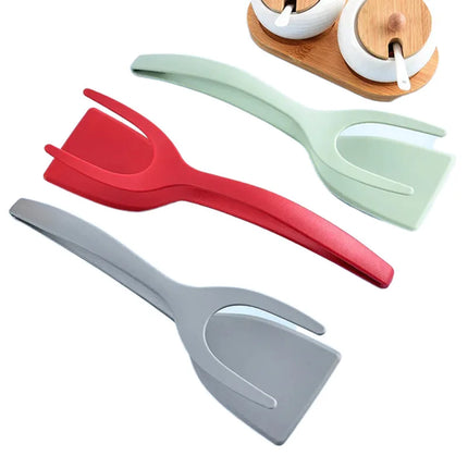 New 2 in 1 Grip Flip Spatula Tongs Egg Flipper Spatula Nylon Non Stick
